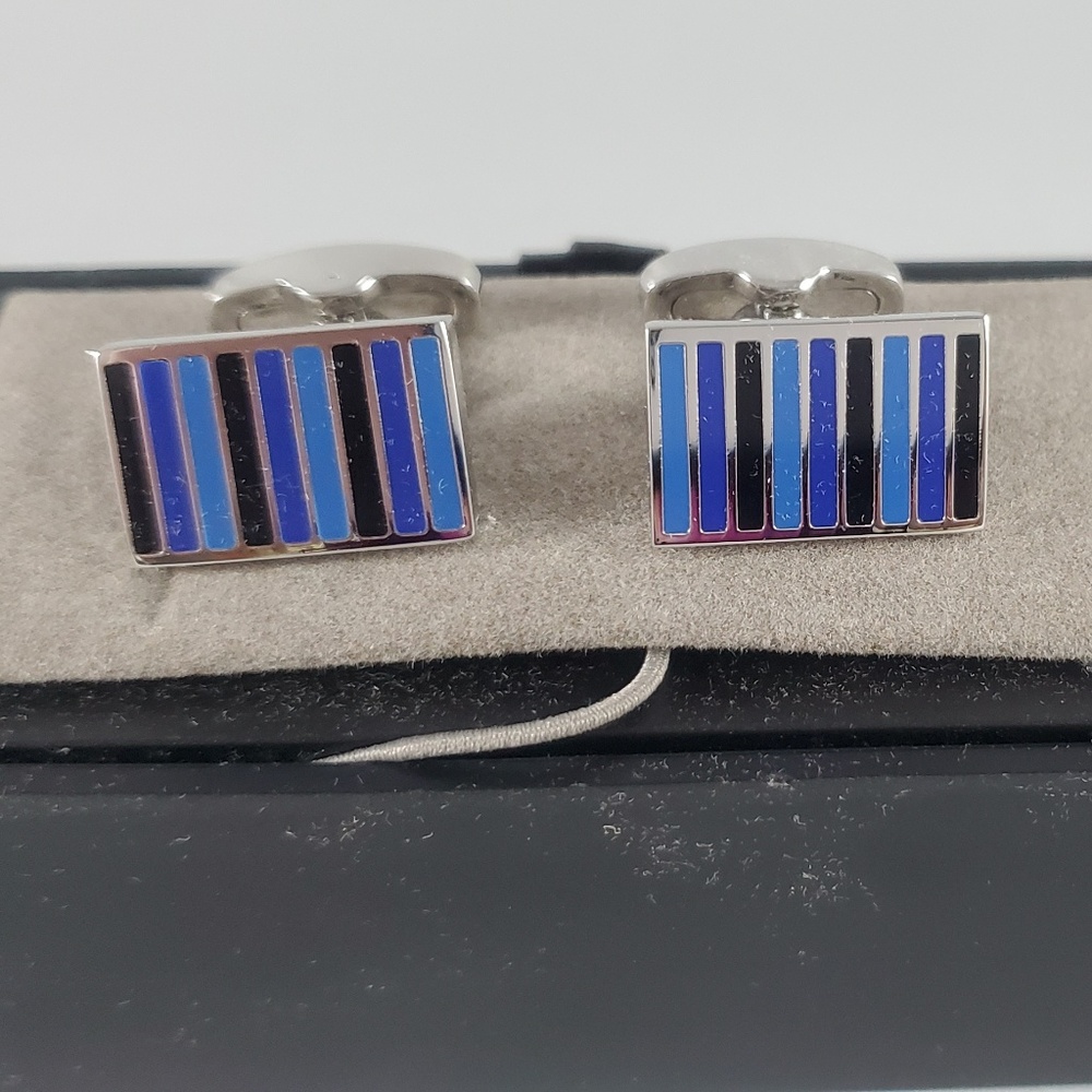 NEW Jos. A Bank silver tone shades blue cuff link